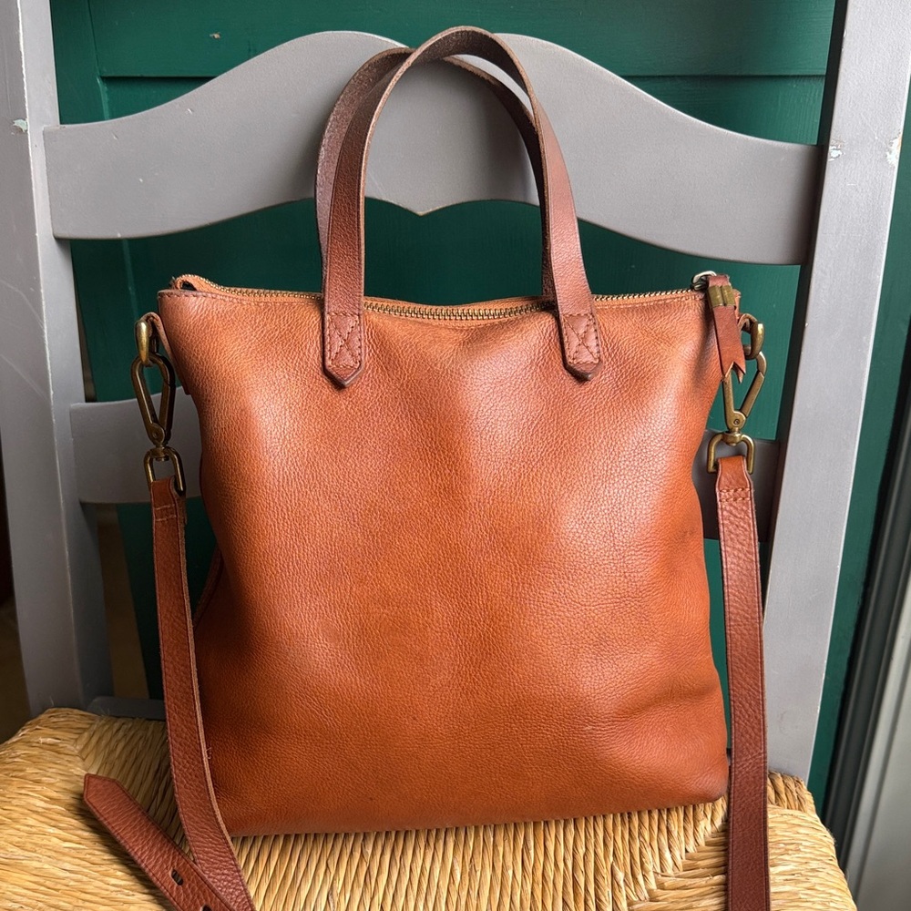Madewell Tan Leather Satchel purse bag  🍁